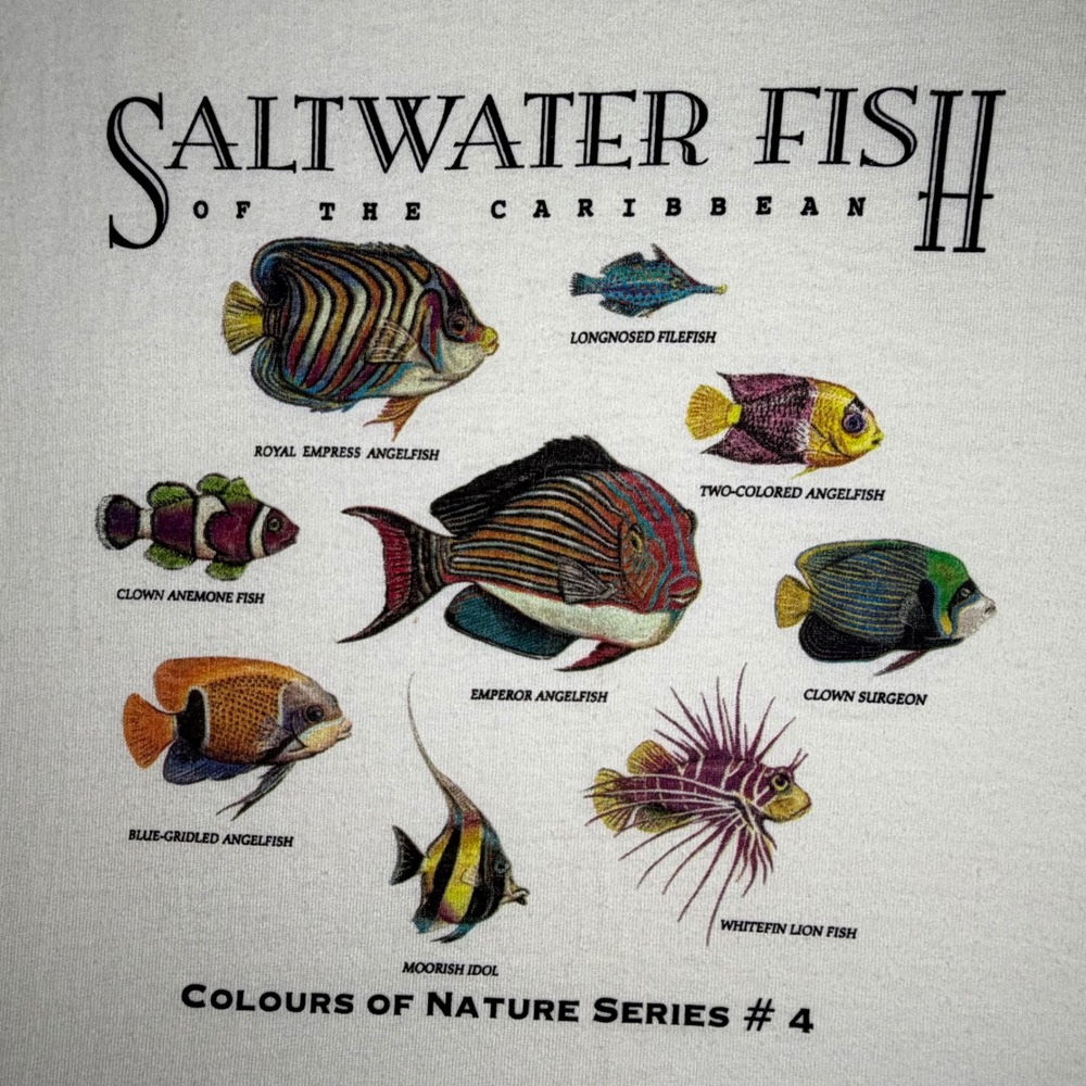 Vintage 90's Saltwater Fish of‎ the Caribbean Single Stitch T-Shirt Mens XL
